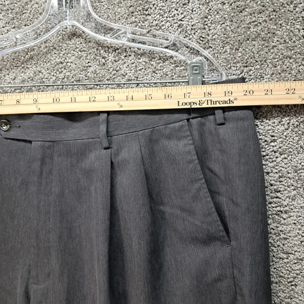 Perry Ellis Portfolio Mens 40x29 Gray Pleated Cuffed Dress Pants Trousers 8106